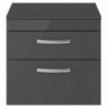 Athena 600mm Wall Hung Double Drawer Worktop Vanity Unit