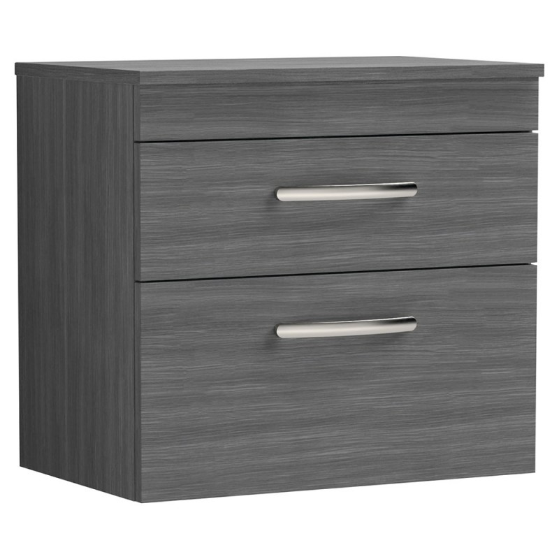 Athena 600mm Wall Hung Double Drawer Worktop Vanity Unit