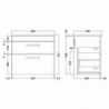 Athena 600mm Wall Hung Double Drawer Worktop Vanity Unit