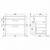 Athena 600mm Wall Hung Double Drawer Worktop Vanity Unit