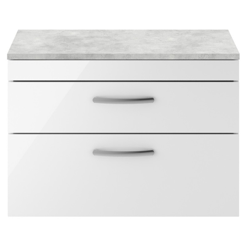 Athena 800mm Wall Hung Double Drawer Worktop Vanity Unit