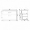 Athena 800mm Wall Hung Double Drawer Worktop Vanity Unit