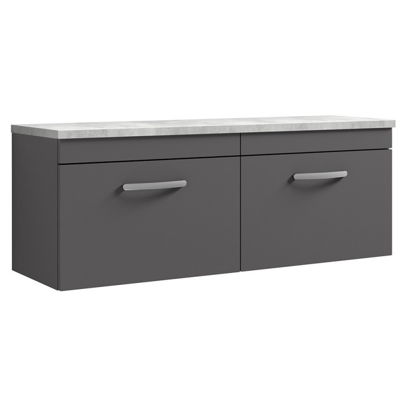 Athena 1200mm Wall Hung Double Drawer Worktop Vanity Unit