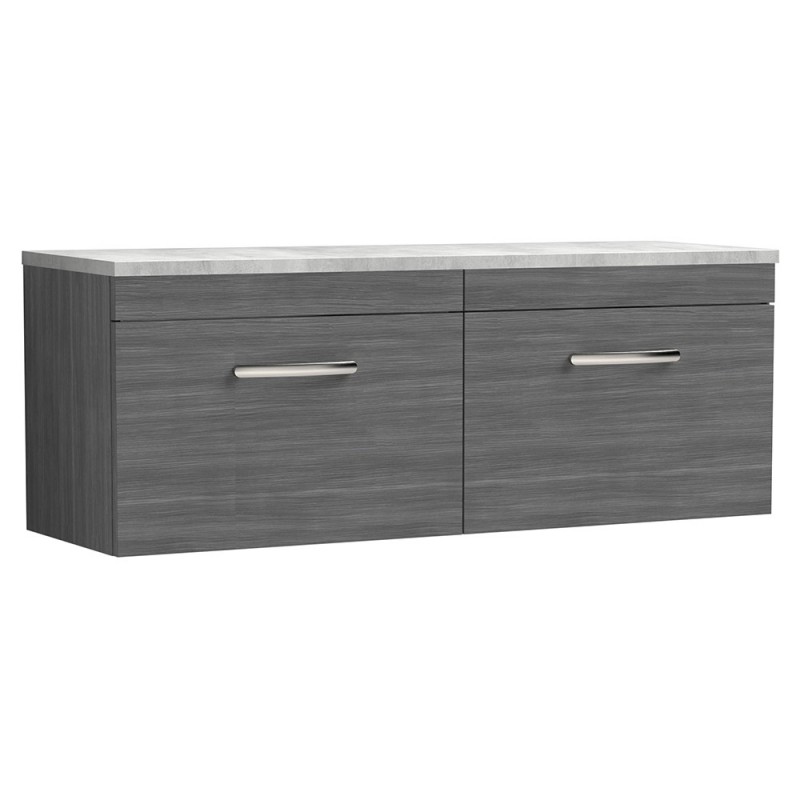 Athena 1200mm Wall Hung Double Drawer Worktop Vanity Unit