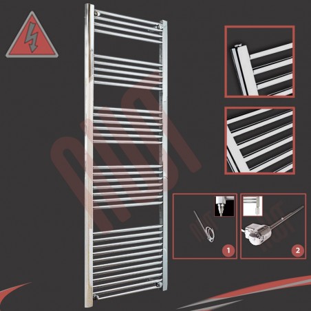 600mm (w) x 1800mm (h) Electric Straight Chrome Towel Rail (Single Heat or Thermostatic Option)