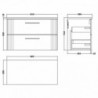 Deco 800mm Wall Hung Double Drawer Worktop Vanity Unit