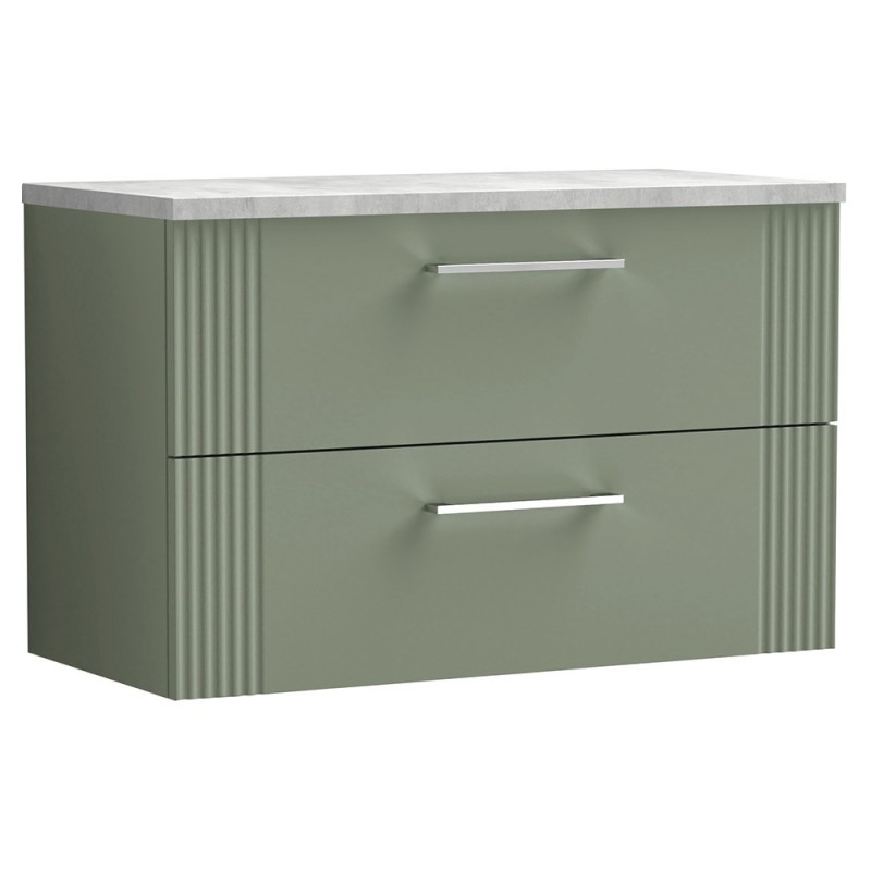 Deco 800mm Wall Hung Double Drawer Worktop Vanity Unit