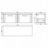 Deco 1200mm Wall Hung Double Drawer Worktop Vanity Unit