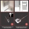 500mm (w)  x 1800mm (h) Electric Curved Chrome Towel Rail (Single Heat or Thermostatic Option)