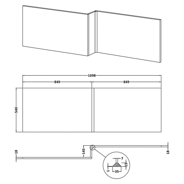 Nuie Shower Bath MFC Bath Front & End Panels - 2 Sizes & 19 Colours