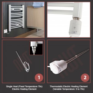 300mm (w) x 800mm (h) Electric Straight White Towel Rail (Single Heat or Thermostatic Option)