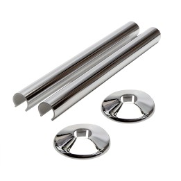 Chrome Pipes and Collars Plastic Snap On for Radiators and Towel Rails