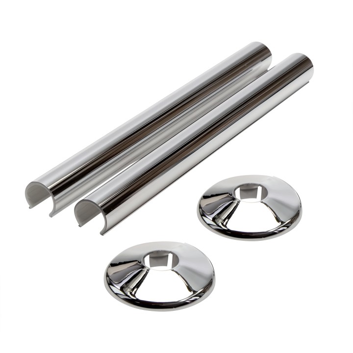 Chrome Pipes and Collars Plastic Snap On for Radiators and Towel Rails