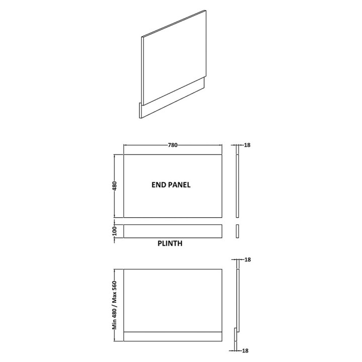 Nuie White Waterproof PVC Standard Front & End Bath Panels - 4 Sizes