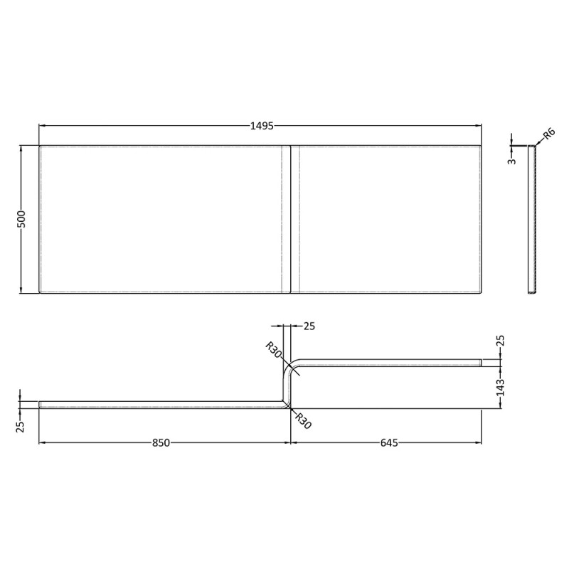 Nuie Acrylic Square Shower Bath Panels