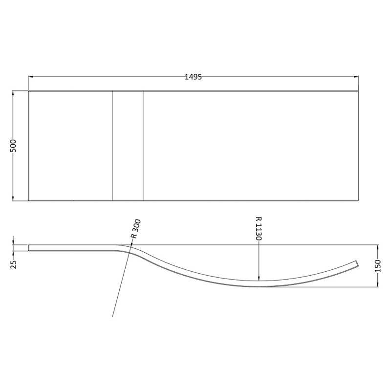 Nuie Acrylic B Shape Shower Bath Panels