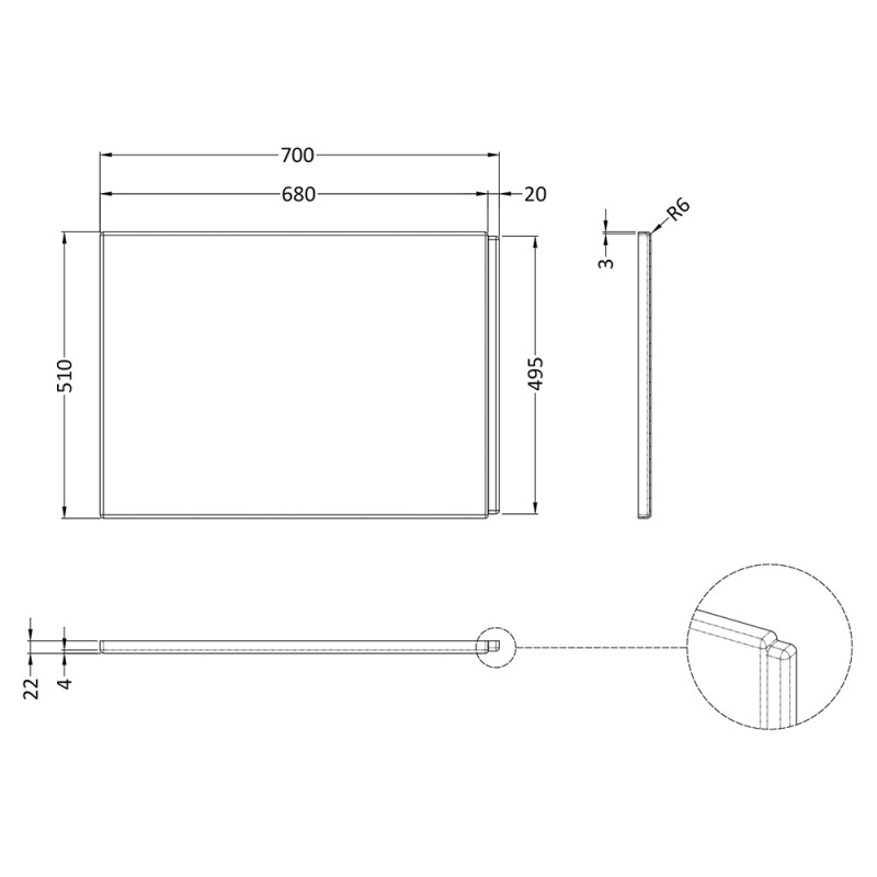 Nuie Acrylic P Shape Shower Bath Panels