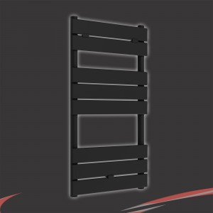 500mm (w) x 840mm (h) "Solaris" Black Designer Towel Rail