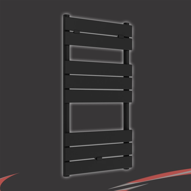 500mm (w) x 840mm (h) "Solaris" Black Designer Towel Rail