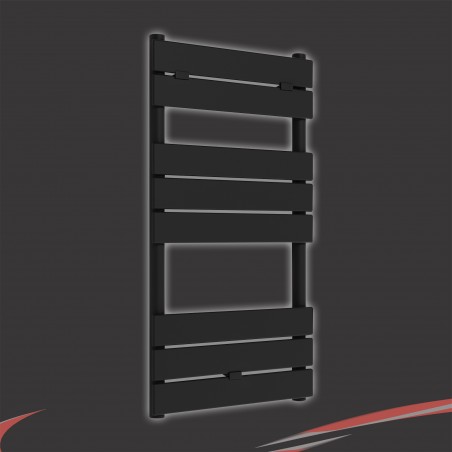 500mm (w) x 840mm (h) "Solaris" Black Designer Towel Rail