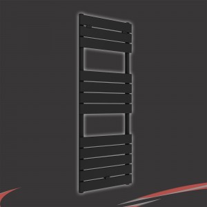 500mm (w) x 1200mm (h) "Solaris" Black Designer Towel Rail