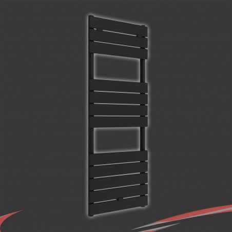 500mm (w) x 1200mm (h) "Solaris" Black Designer Towel Rail