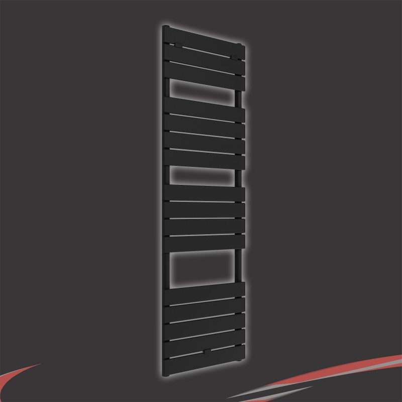 500mm (w) x 1500mm (h) "Solaris" Black Designer Towel Rail