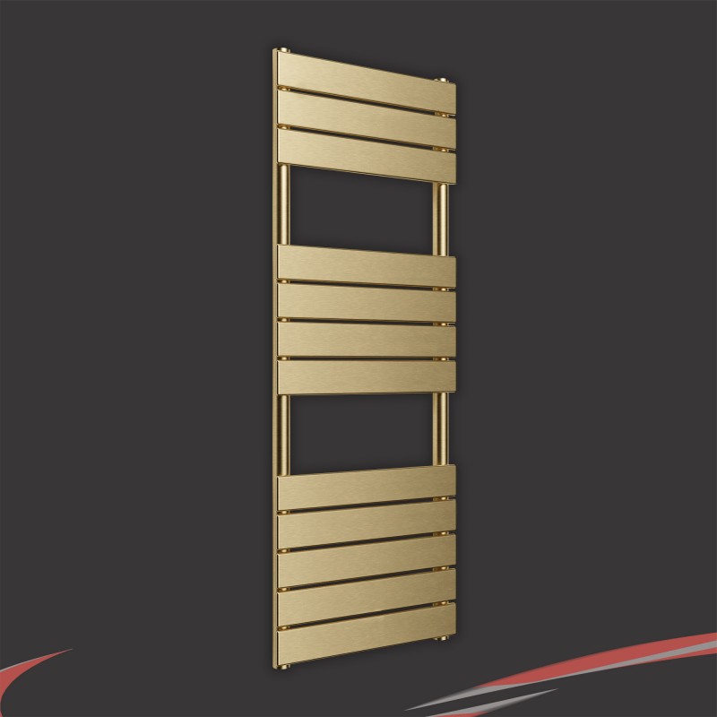 500mm (w) x 1200mm (h) "Solaris" Brushed Brass Designer Towel Rail