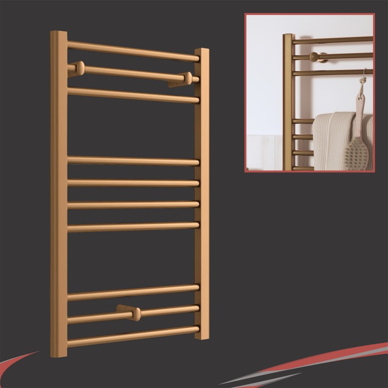 500mm (w) x 800mm (h) "Volga" Brushed Bronze Designer Towel Rail