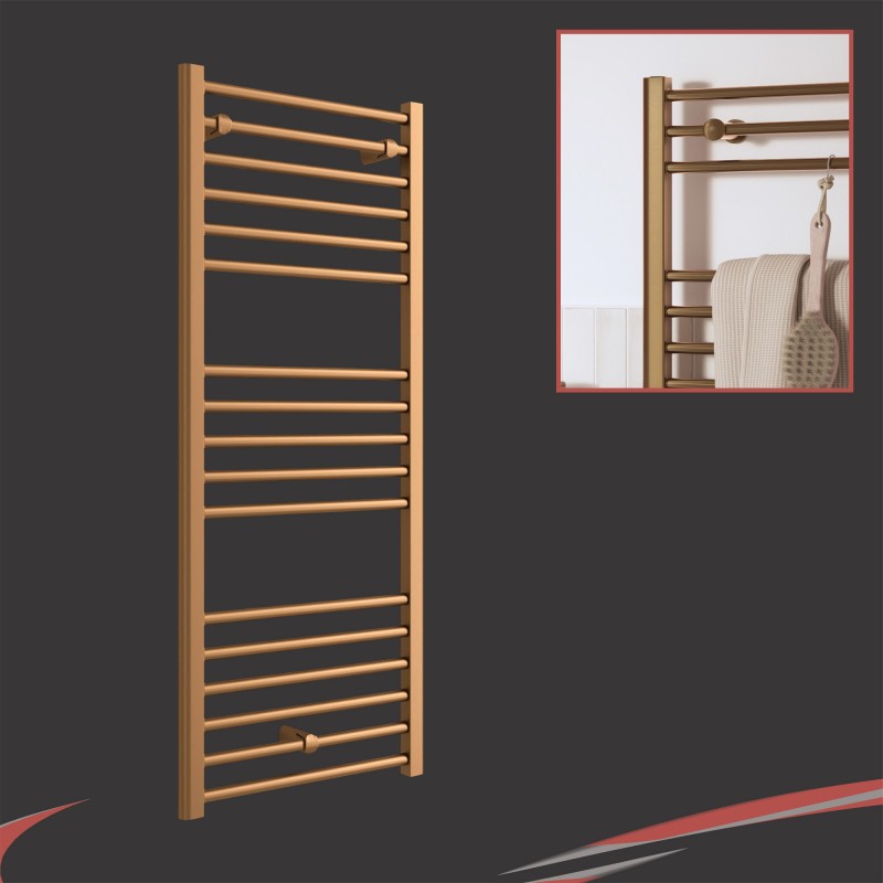 500mm (w) x 1200mm (h) "Volga" Brushed Bronze Designer Towel Rail