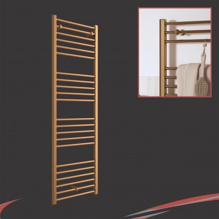 500mm (w) x 1600mm (h) "Volga" Brushed Bronze Designer Towel Rail