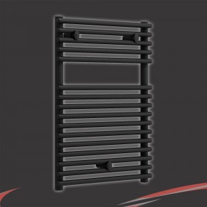 500mm (w) x 730mm (h) "Bari" Black Designer Towel Rail