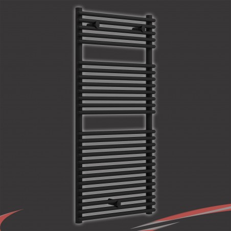 500mm (w) x 1190mm (h) "Bari" Black Designer Towel Rail