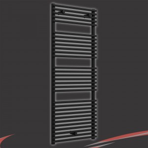 500mm (w) x 1450mm (h) "Bari" Black Designer Towel Rail