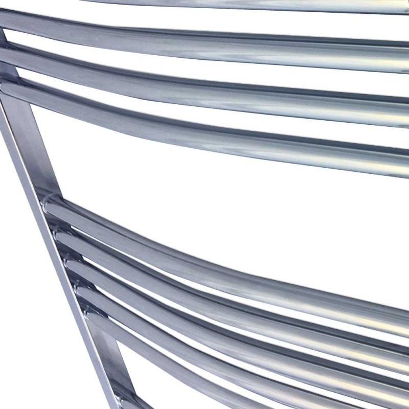 400mm (w)  x 1400mm (h) Electric "Curved Chrome" Towel Rail (Single Heat or Thermostatic Option)