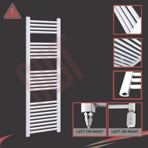 500mm (w) x 1500mm (h) Straight Electric White Towel Rail (Single Heat or Thermostatic Option)