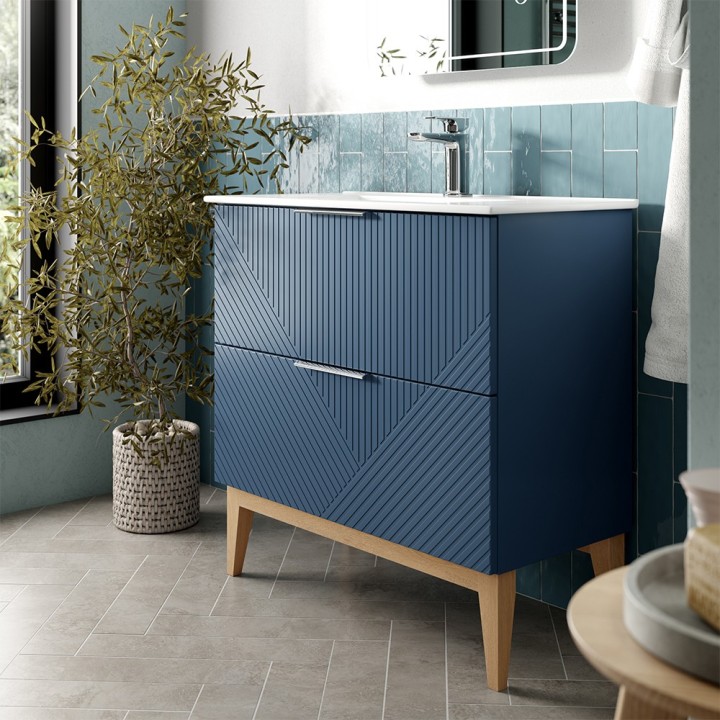 Bali 815mm Freestanding Double Drawer Vanity Unit