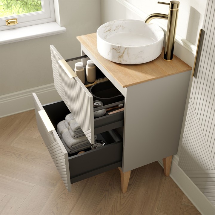 Bali 815mm Freestanding Double Drawer Vanity Unit