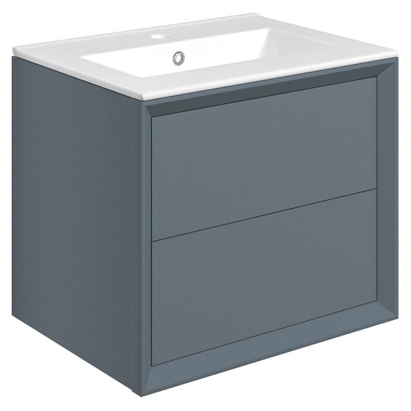 Bevel 615mm Wall Hung Double Drawer Vanity Unit