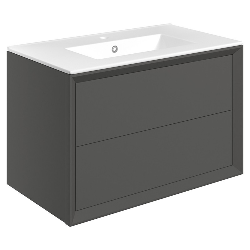 Bevel 815mm Wall Hung Double Drawer Vanity Unit