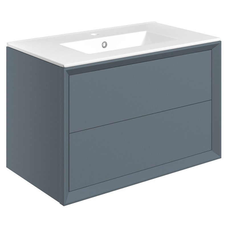 Bevel 815mm Wall Hung Double Drawer Vanity Unit