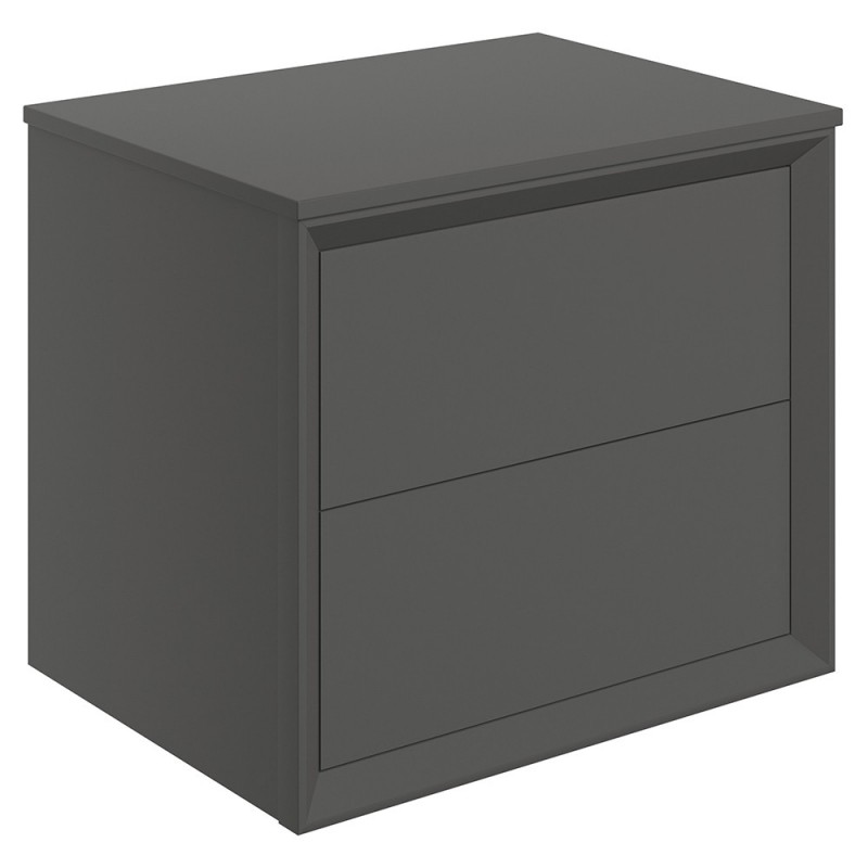 Bevel 600mm Wall Hung Double Drawer Worktop Vanity Unit