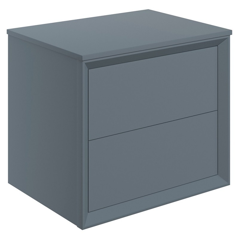 Bevel 600mm Wall Hung Double Drawer Worktop Vanity Unit