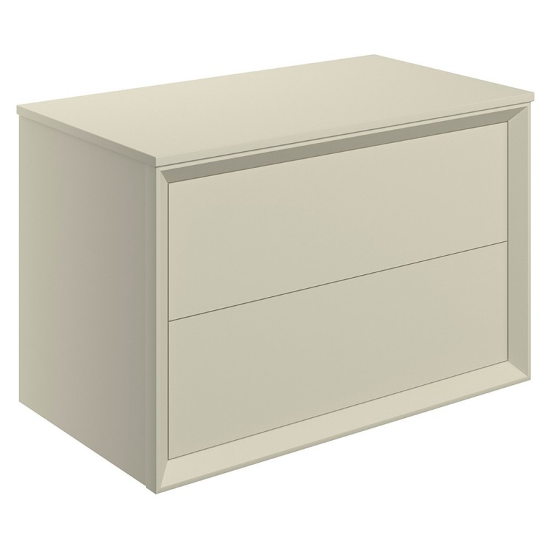 Bevel 800mm Wall Hung Double Drawer Worktop Vanity Unit