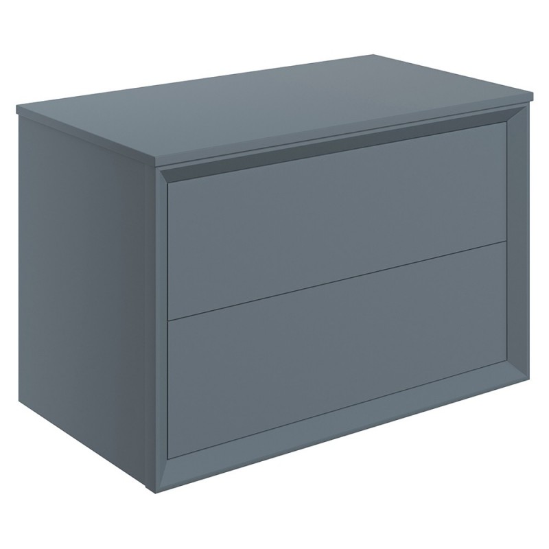 Bevel 800mm Wall Hung Double Drawer Worktop Vanity Unit