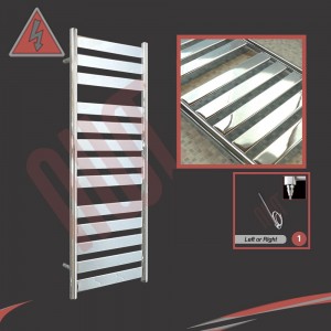500mm (w) x 1300mm (h) Electric Ruthin Chrome Towel Rail (Single Heat or Thermostatic Option)
