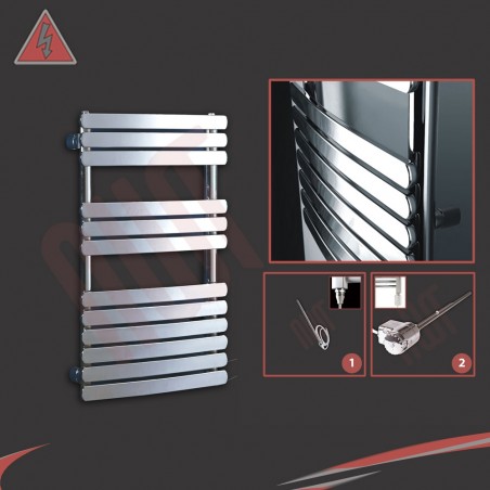 500mm (w) x 800mm (h) "Castell" Electric Chrome Designer Towel Rail (Single Heat or Thermostatic Option)