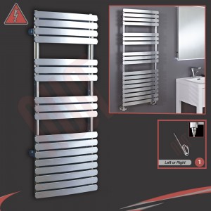 500mm (w) x 1200mm (h) Castell Electric Chrome Designer Towel Rail (Single Heat or Thermostatic Option)