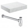 Kenzo 600mm Wall Hung White Marble Basin Shelf & Bottle Trap