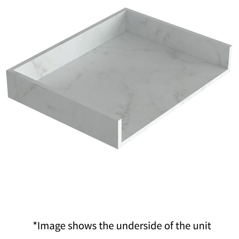 Kenzo 600mm Wall Hung White Marble Basin Shelf & Bottle Trap